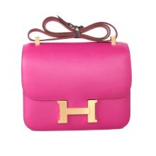 Hermès（爱马仕）Constace 空姐包 玫瑰紫 Swift皮 金扣 23cm