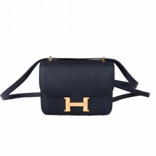 Hermès（爱马仕）mini constance 迷你 空姐包 黑色‎ epsom皮 金扣 14cm