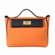 Hermès（爱马仕）Kelly 2424  29cm 金扣 橙色拼黑色 togo
