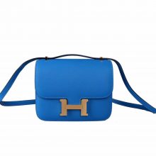 Hermès（爱马仕）Constace 空姐包 坦桑尼亚蓝 Epsom 金扣 19cm