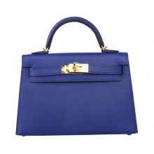 Hermès（爱马仕）miniKelly 二代 金扣  电光蓝  epsom皮 19cm